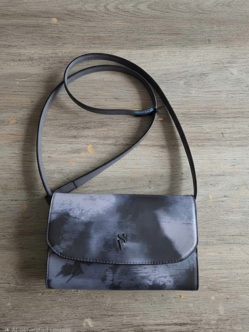 Small Slate Gray Crossbody Bag with Subtle Marble Effect